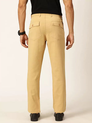 Thomas Scott Men Smart Regular Fit Mid-Rise Easy Wash Linen Chinos Trousers