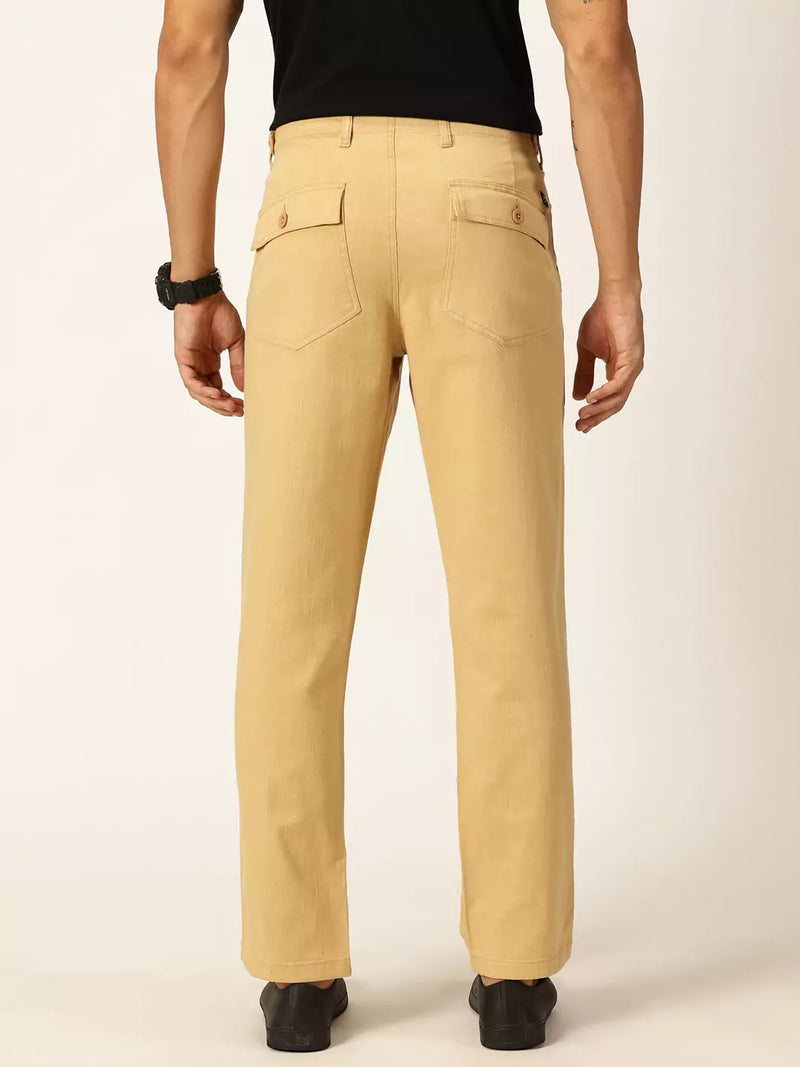 Thomas Scott Men Smart Regular Fit Mid-Rise Easy Wash Linen Chinos Trousers