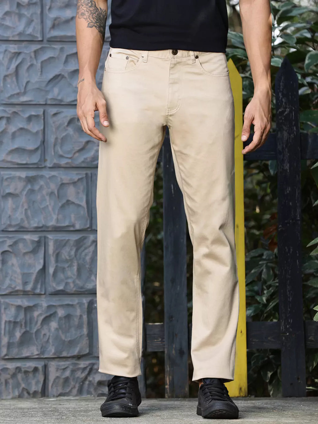 Men Beige Regular Fit Chinos Trouser