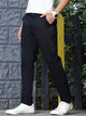 Navy Slim Fit Mid-Rise Chinos Trousers For Men