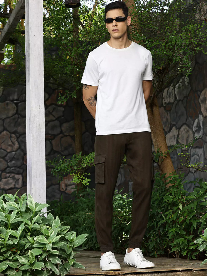 Thomas Scott Men Smart Slim Fit Mid-Rise Easy Wash Cargos Trousers