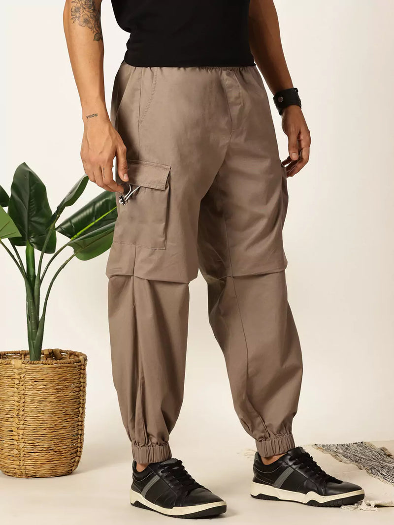 Thomas Scott Men Brown Mid-Rise Regular Fit Parashute Cargos Trousers