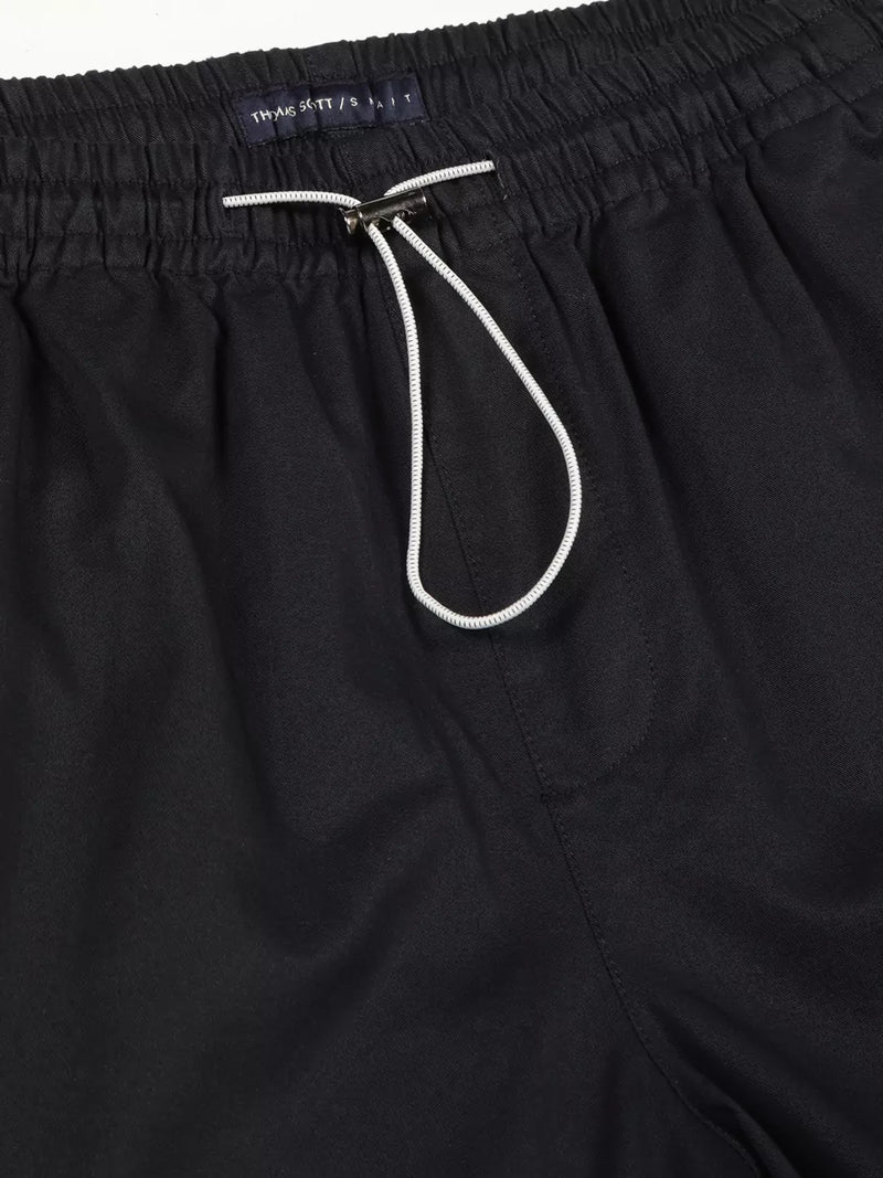 Thomas Scott Men Navy Mid-Rise Regular Fit Parashute Cargos Trousers