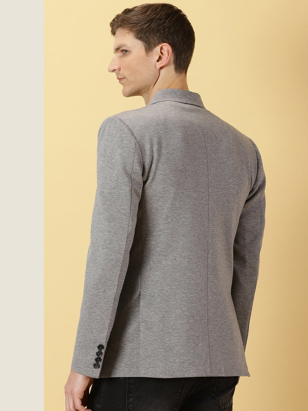 Thomas Scott Men Grey Slim Fit Notched Lapel Collar Single-Breasted Casual Blazer