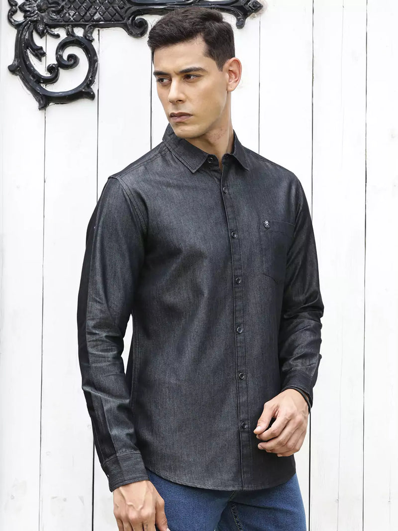 Thomas Scott Men Solid Cotton Smart Slim Fit Opaque Casual Shirt