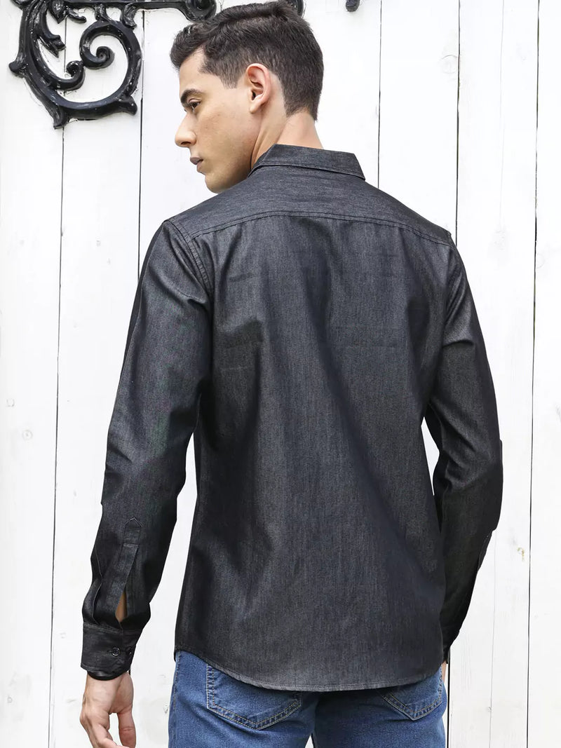 Thomas Scott Men Solid Cotton Smart Slim Fit Opaque Casual Shirt