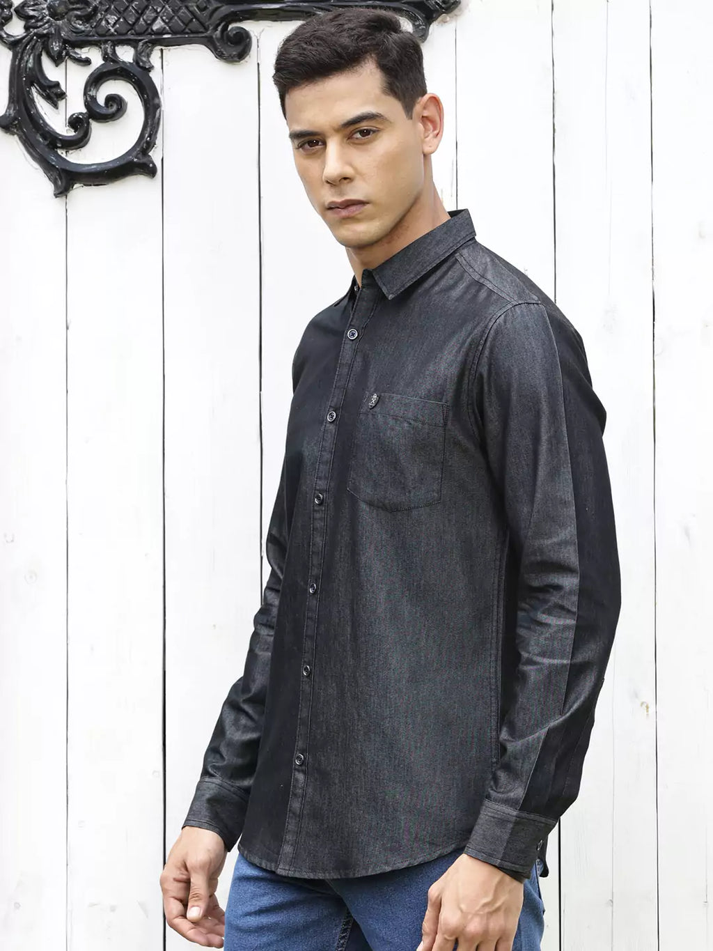Thomas Scott Men Solid Cotton Smart Slim Fit Opaque Casual Shirt