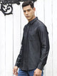 Black Solid Cotton Smart Slim Fit Opaque Casual Shirt For Men