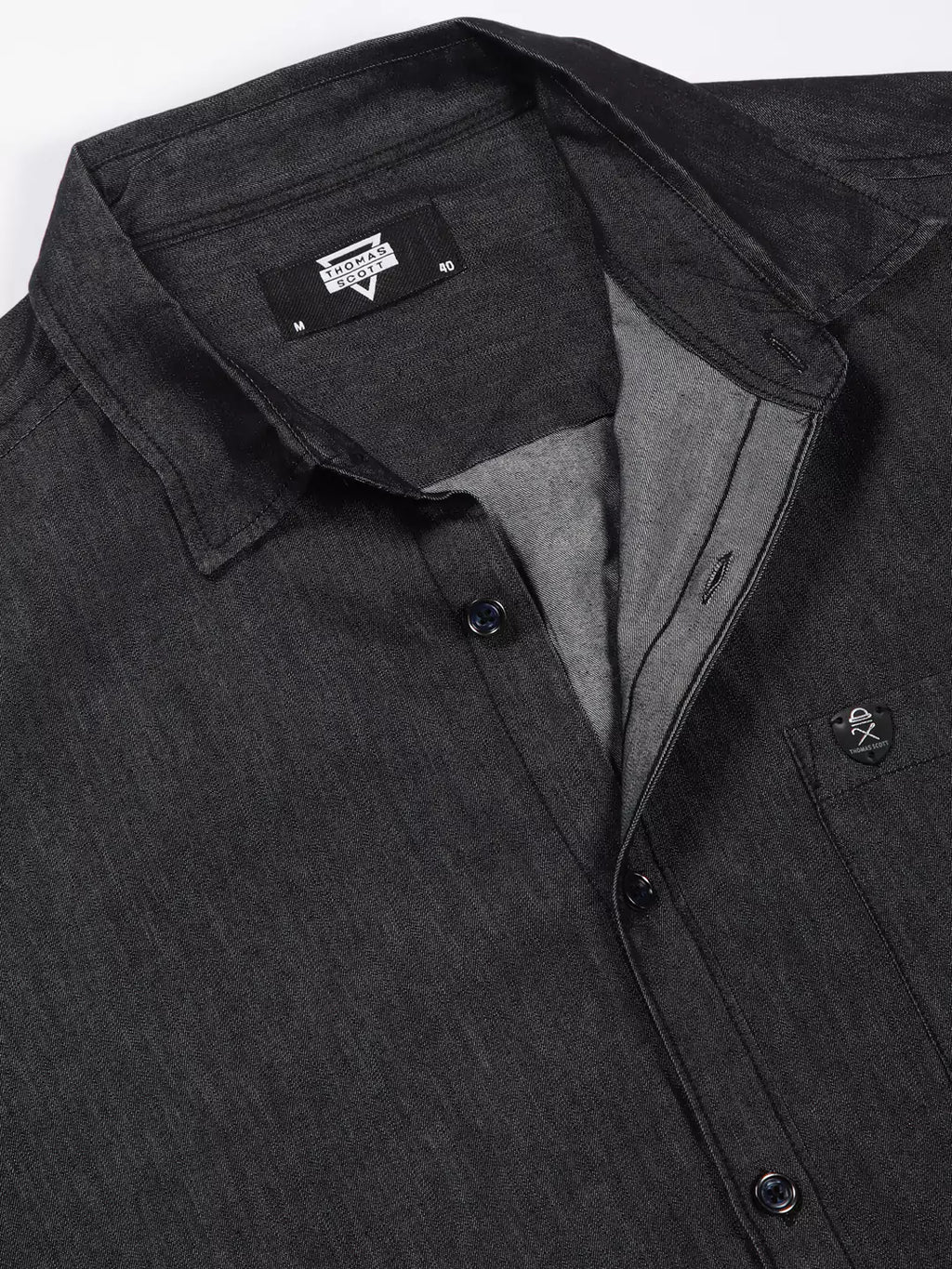 Thomas Scott Men Solid Cotton Smart Slim Fit Opaque Casual Shirt