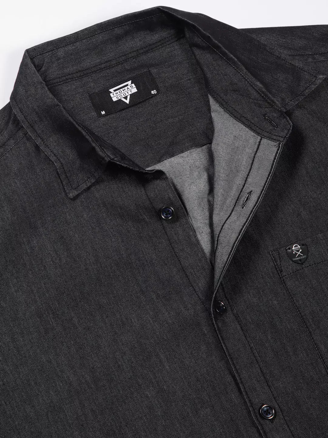Thomas Scott Men Solid Cotton Smart Slim Fit Opaque Casual Shirt