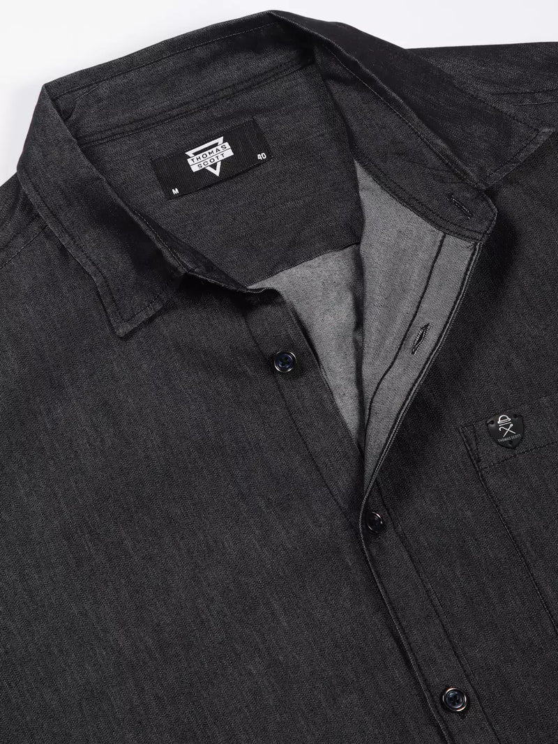 Thomas Scott Men Solid Cotton Smart Slim Fit Opaque Casual Shirt