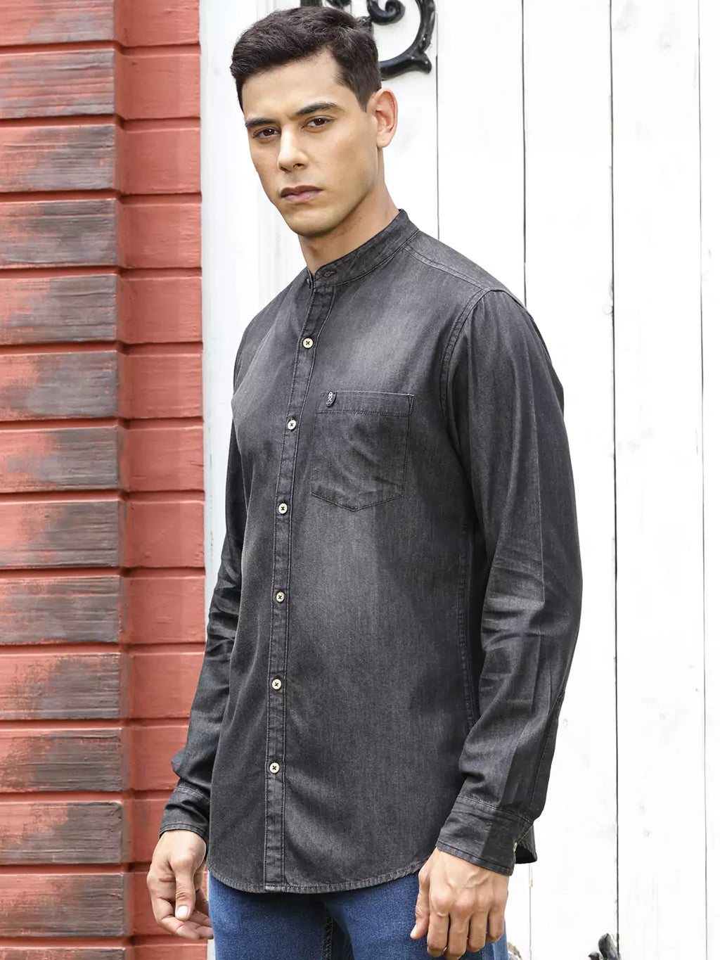 Thomas Scott Men Solid Cotton?Smart Slim Fit Opaque Casual Shirt