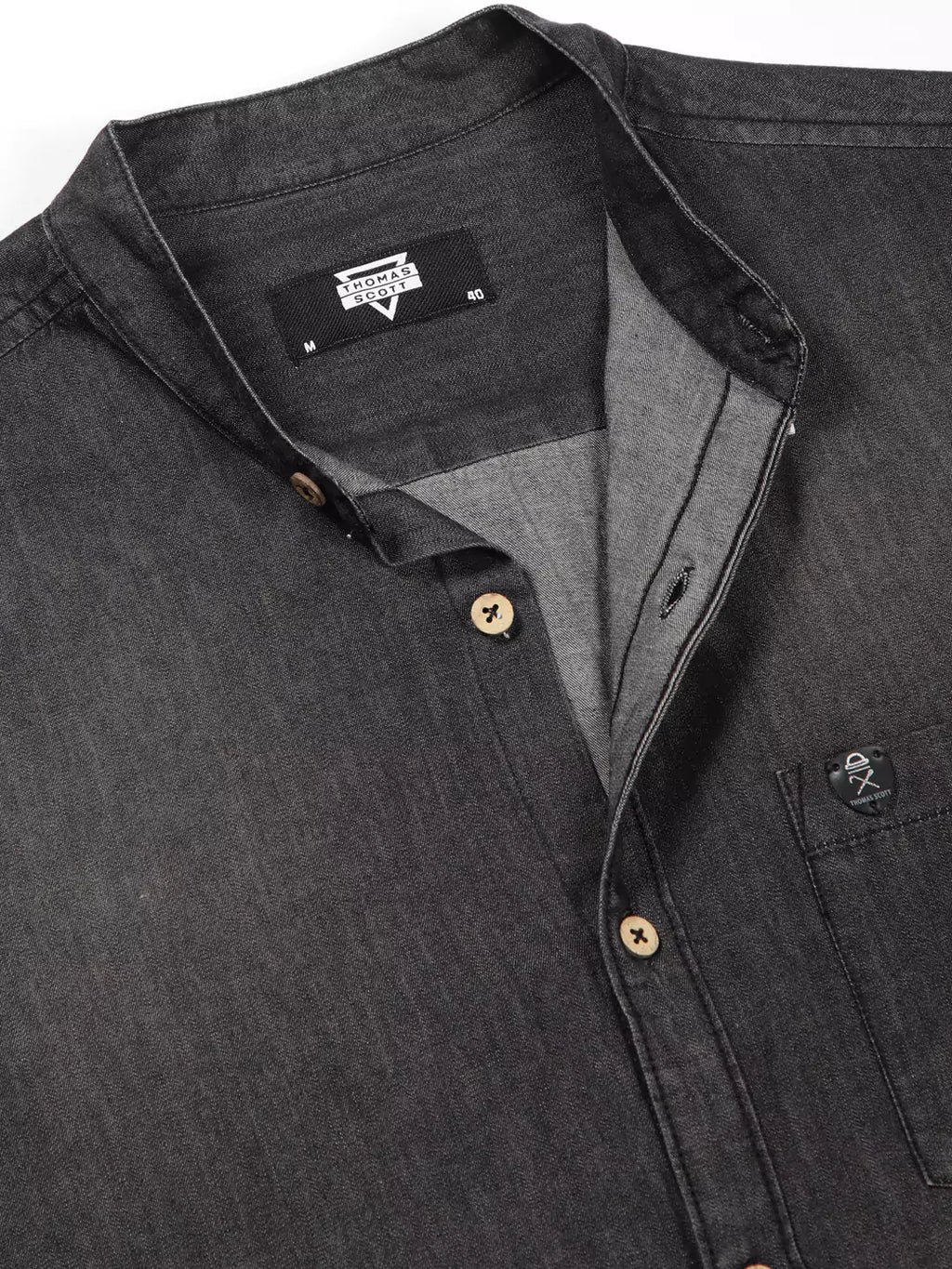 Thomas Scott Men Solid Cotton?Smart Slim Fit Opaque Casual Shirt