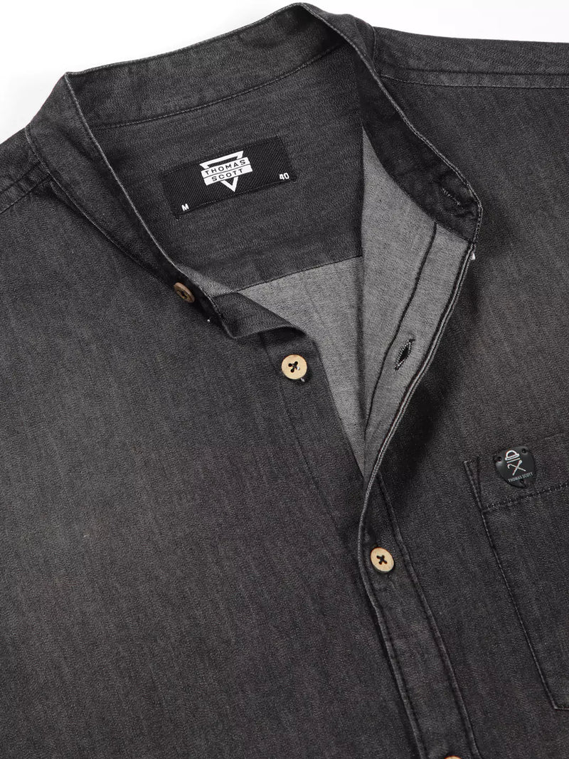Thomas Scott Men Solid Cotton?Smart Slim Fit Opaque Casual Shirt