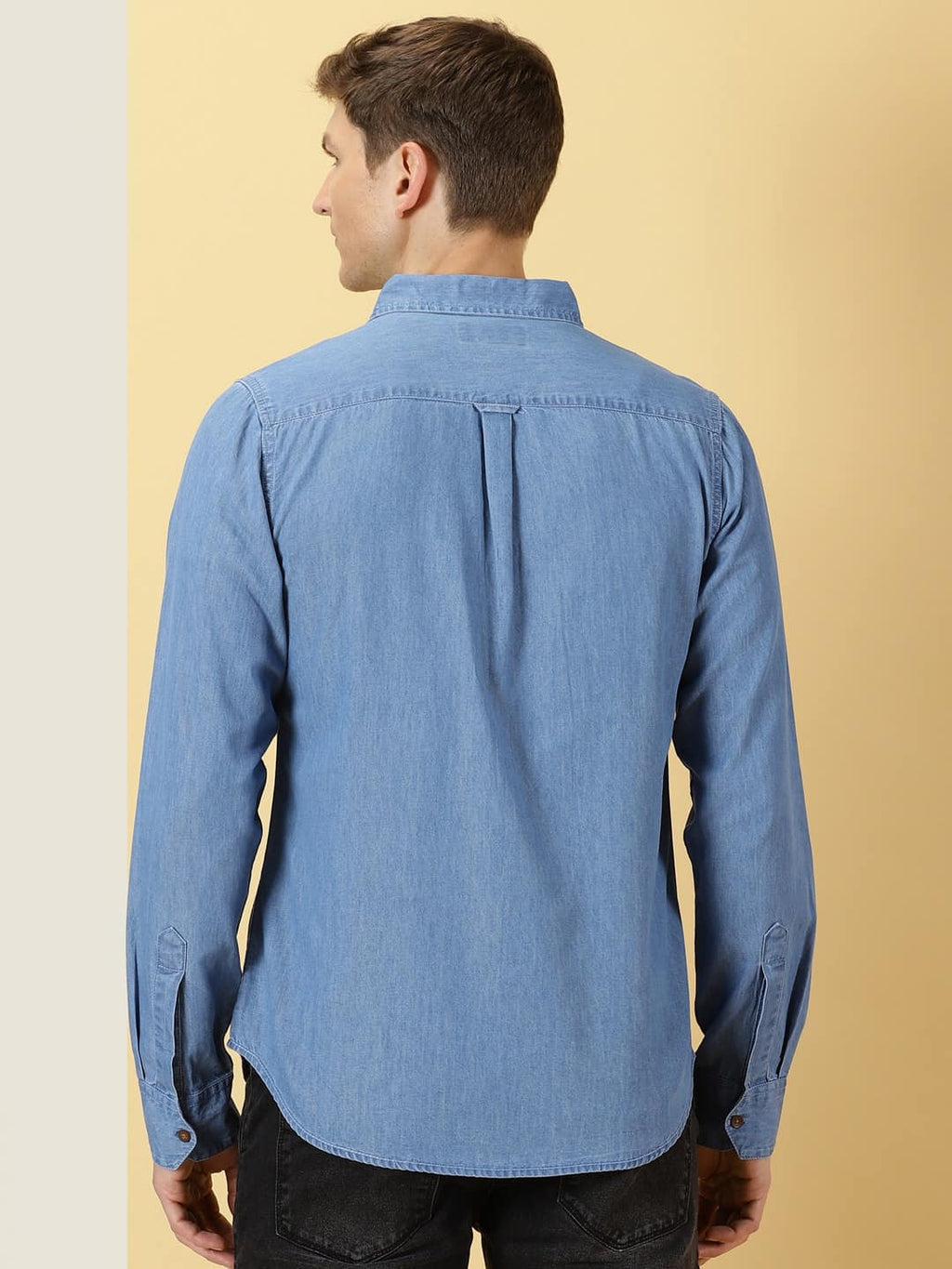 Thomas Scott Men Smart Slim Fit Pure Cotton Denim Casual Overdyed Shirt
