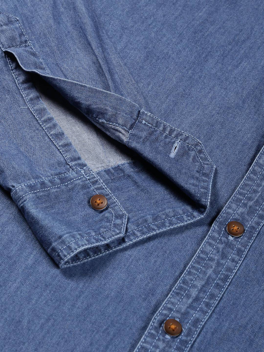 Thomas Scott Men Smart Slim Fit Spread Collar Pure Cotton Denim Casual Overdyed Shirt