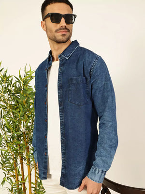 Thomas Scott Men Smart Slim Fit Faded Opaque Faded Casual Shirt