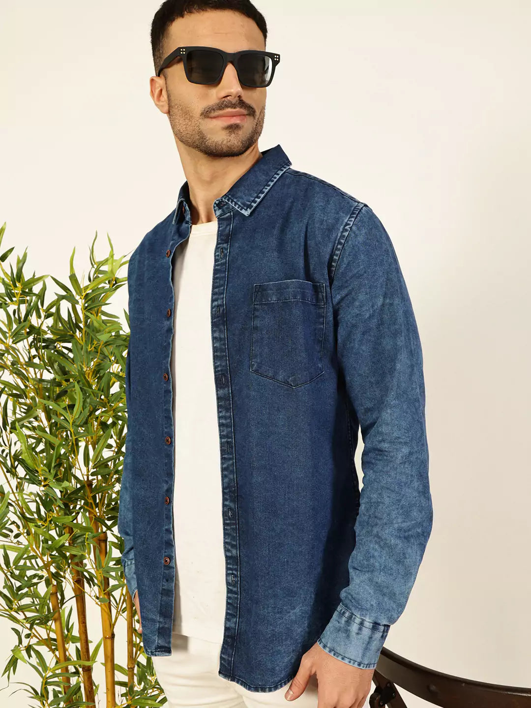 Thomas Scott Men Smart Slim Fit Faded Opaque Faded Casual Shirt