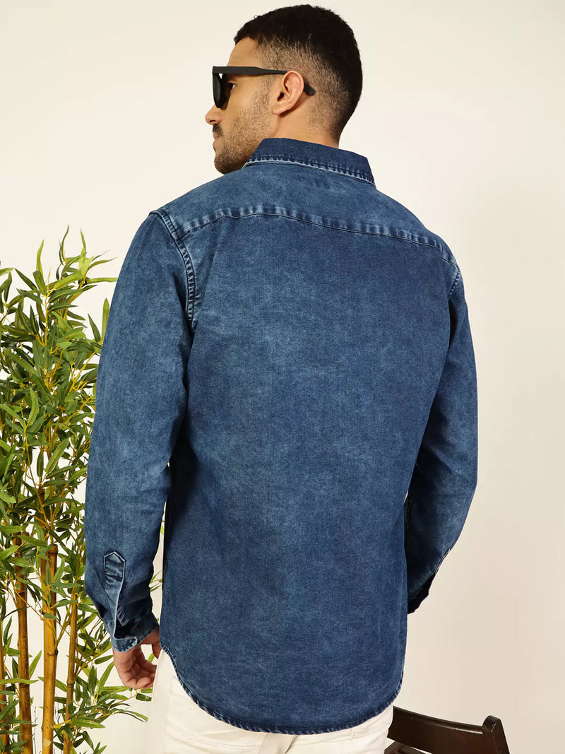 Thomas Scott Men Smart Slim Fit Faded Opaque Faded Casual Shirt