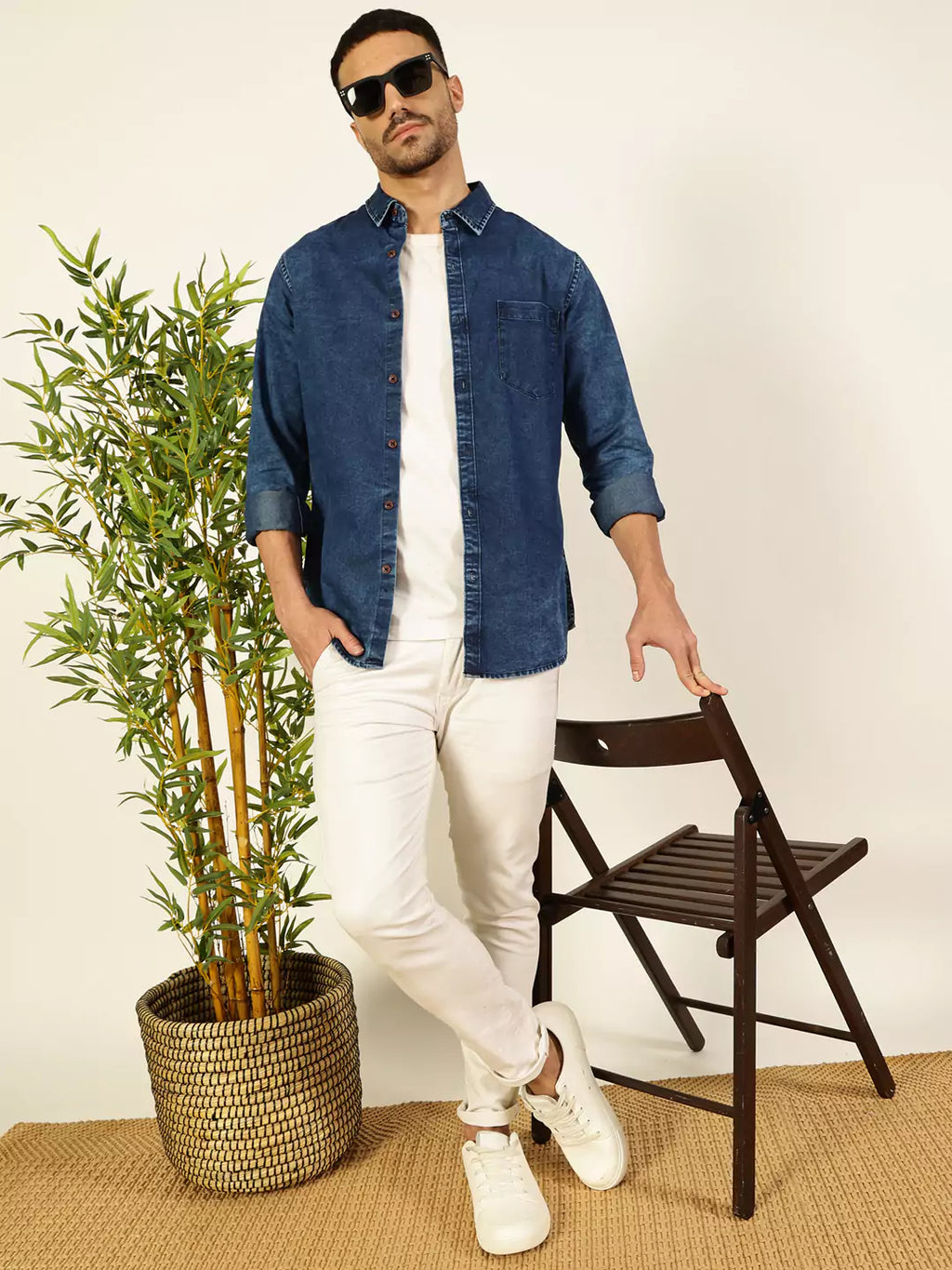 Thomas Scott Men Smart Slim Fit Faded Opaque Faded Casual Shirt