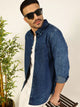 Blue Smart Slim Fit Faded Opaque Faded Casual Shirt For Men