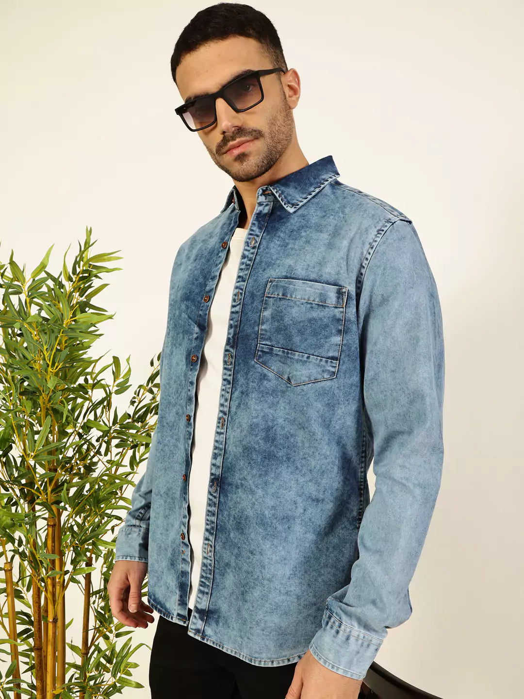 Thomas Scott Men Smart Slim Fit Faded Opaque Faded Casual Shirt