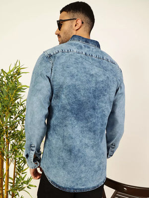 Thomas Scott Men Smart Slim Fit Faded Opaque Faded Casual Shirt