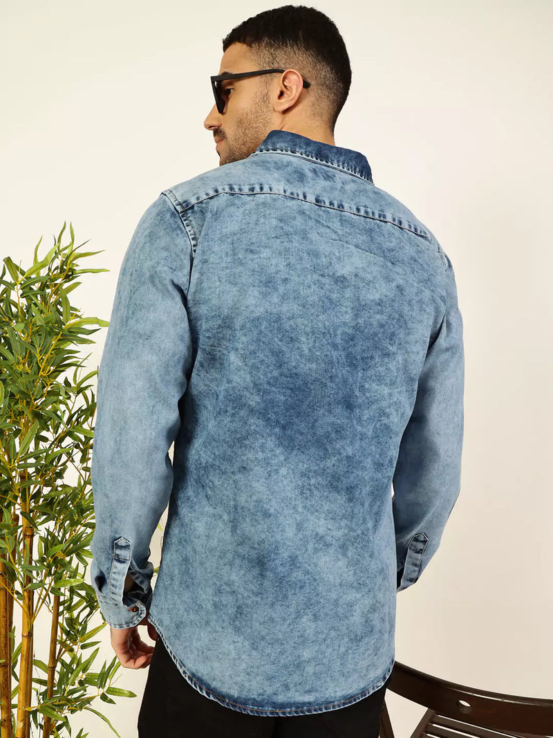 Thomas Scott Men Smart Slim Fit Faded Opaque Faded Casual Shirt