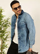 Blue Smart Slim Fit Faded Opaque Faded Casual Shirt For Men