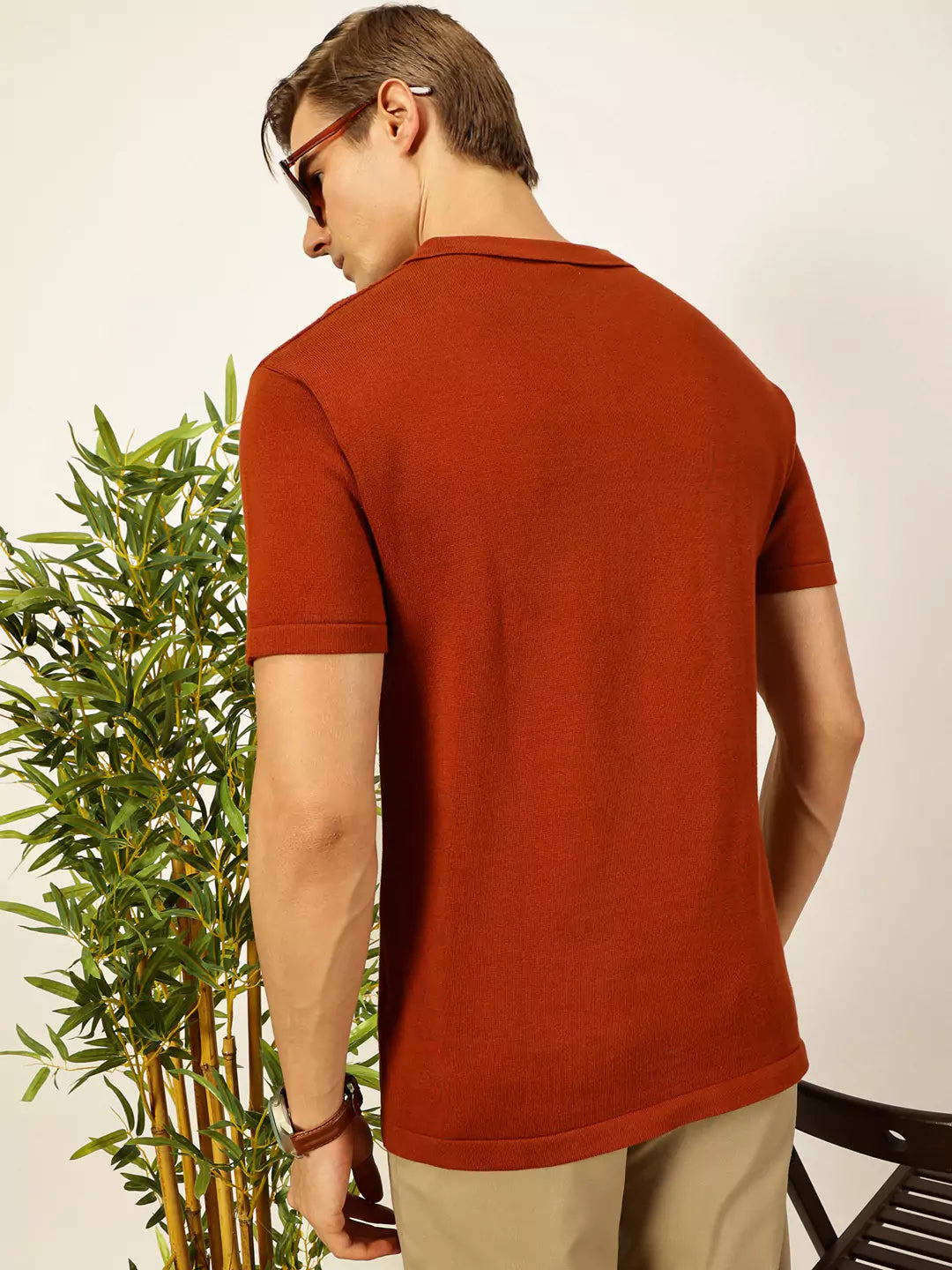 Thomas Scott Men Self Design Regular Fit Knitted Polo T-shirt