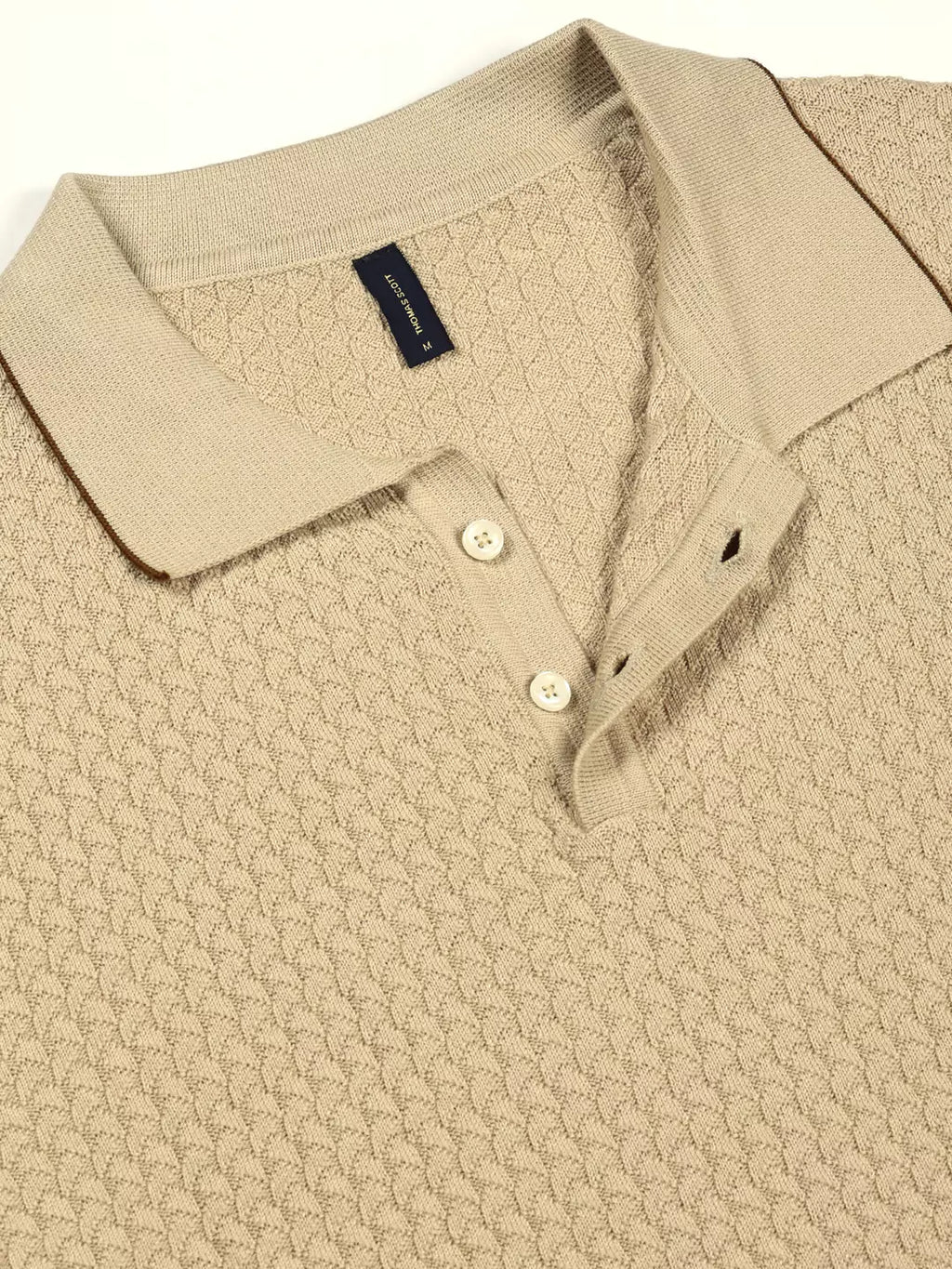Thomas Scott Men Self Design Regular Fit Knitted Polo T-shirt
