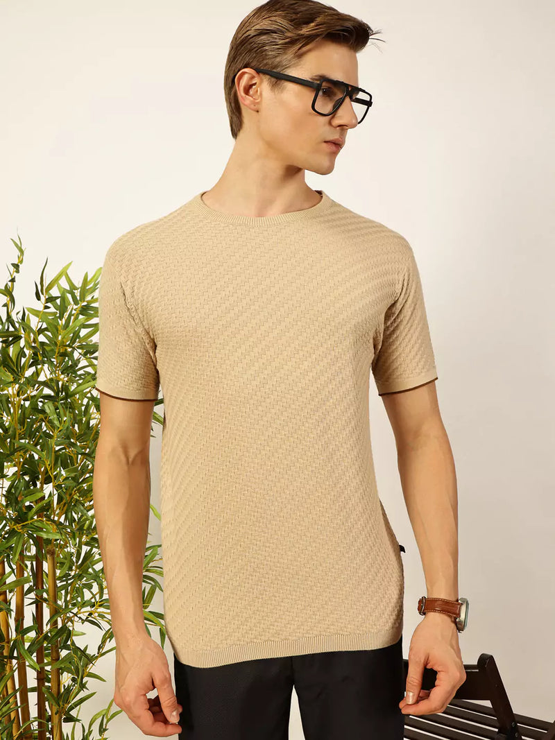 Thomas Scott Men Knit Textured Round Neck T-shirt