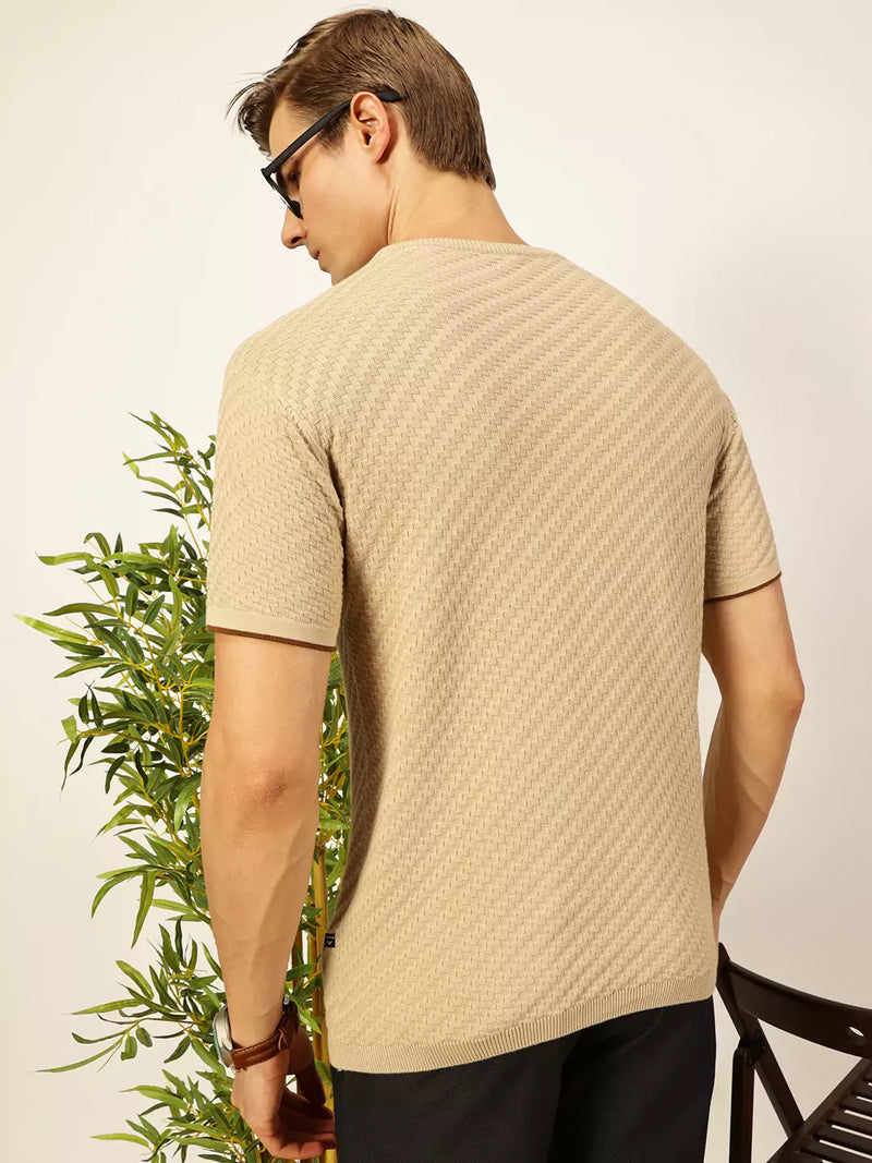 Thomas Scott Men Knit Textured Round Neck T-shirt