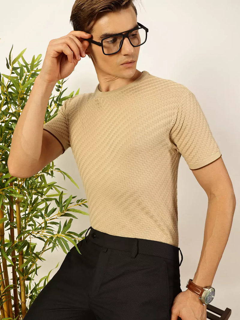 Thomas Scott Men Knit Textured Round Neck T-shirt