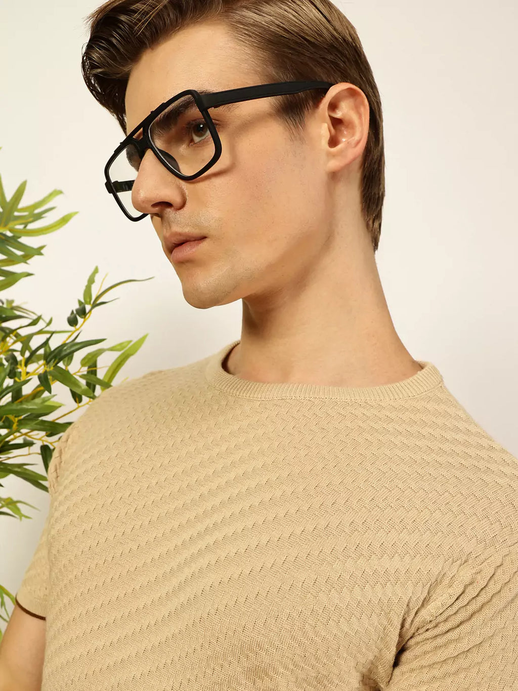 Thomas Scott Men Knit Textured Round Neck T-shirt