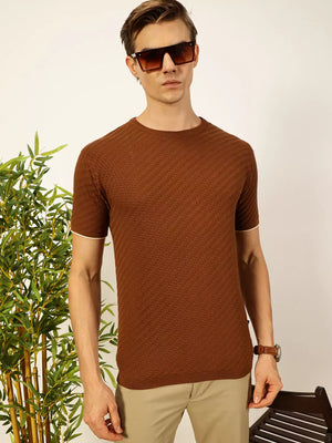 Thomas Scott Men Knit Textured Round Neck T-shirt