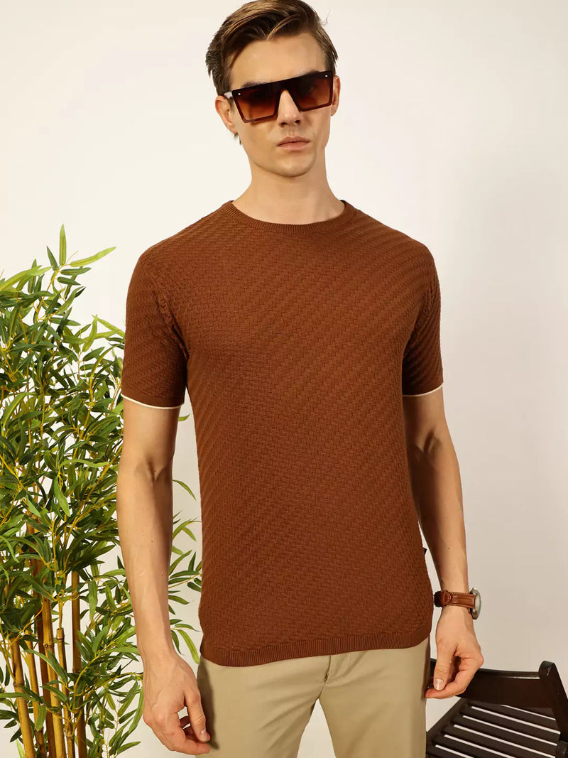 Thomas Scott Men Knit Textured Round Neck T-shirt