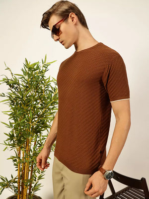 Thomas Scott Men Knit Textured Round Neck T-shirt