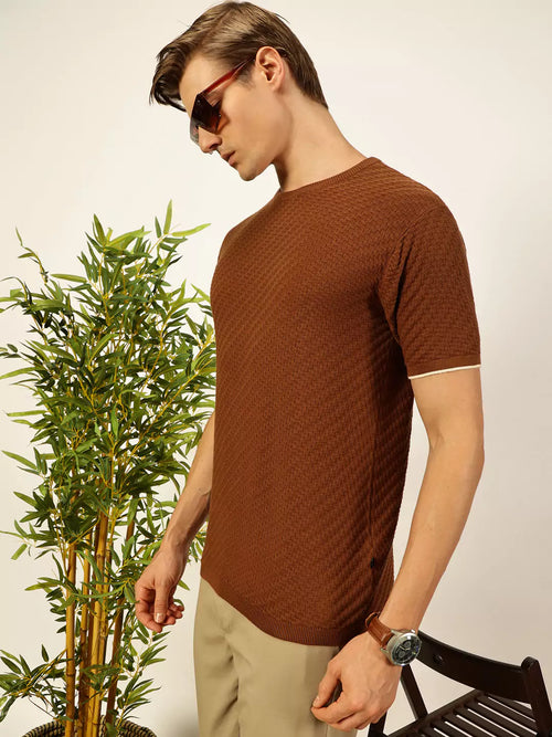 Thomas Scott Men Knit Textured Round Neck T-shirt