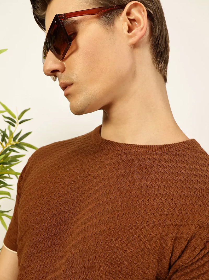 Thomas Scott Men Knit Textured Round Neck T-shirt