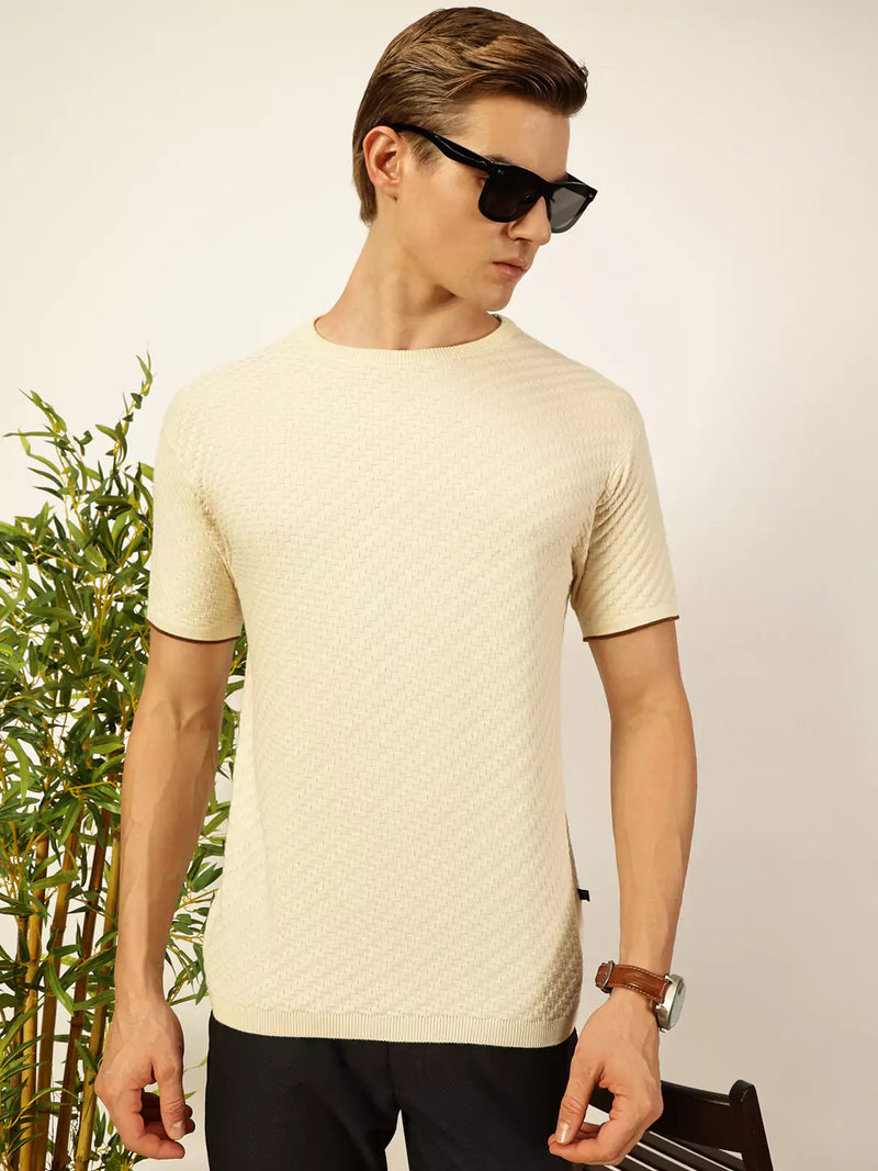 Thomas Scott Men Knit Textured Round Neck T-shirt