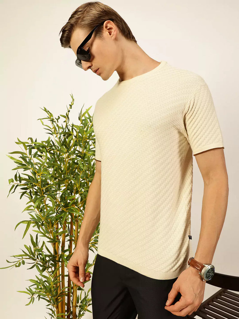 Thomas Scott Men Knit Textured Round Neck T-shirt