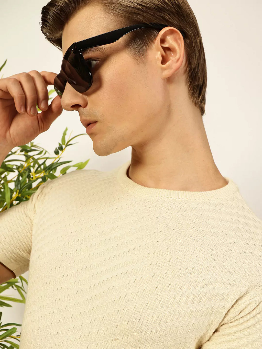 Thomas Scott Men Knit Textured Round Neck T-shirt