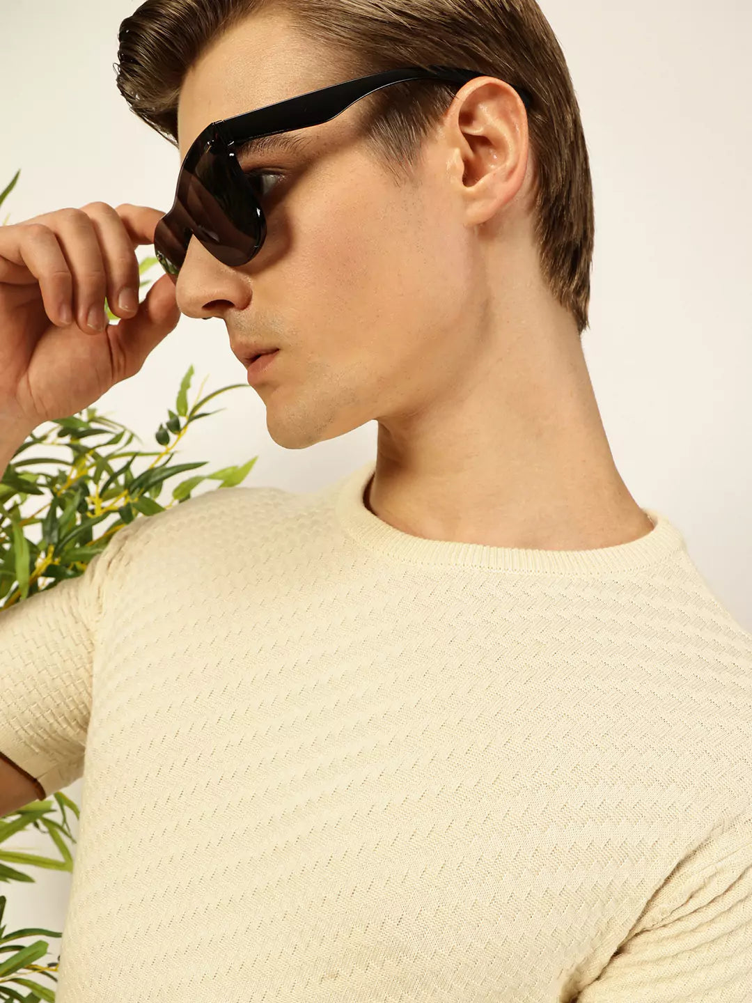 Thomas Scott Men Knit Textured Round Neck T-shirt