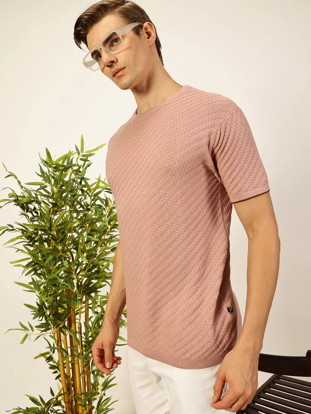 Thomas Scott Men Knit Textured Round Neck T-shirt