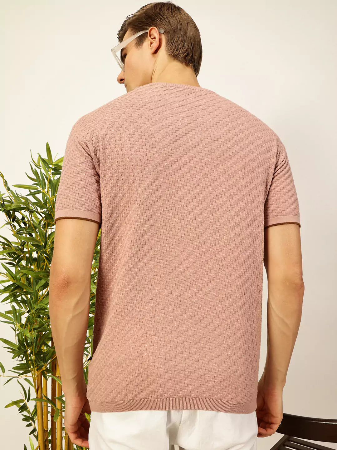 Thomas Scott Men Knit Textured Round Neck T-shirt