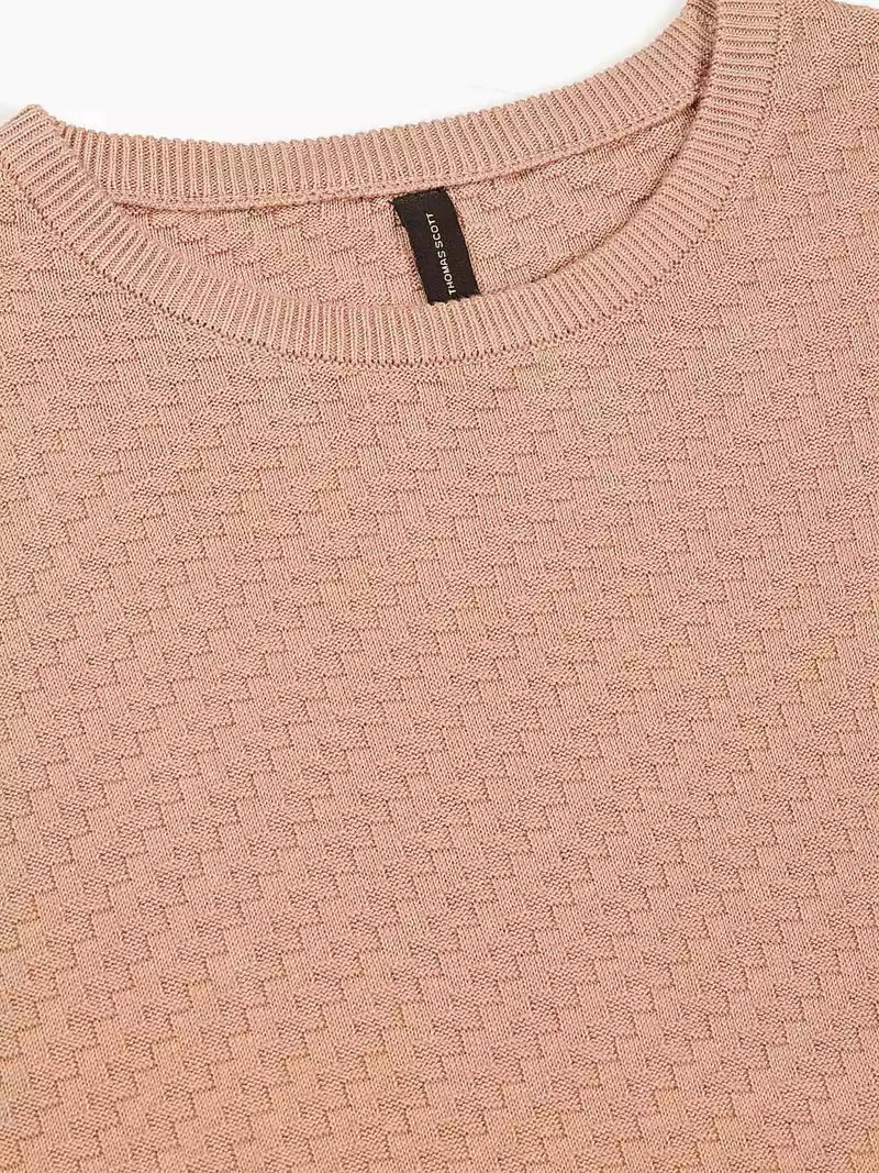 Thomas Scott Men Knit Textured Round Neck T-shirt