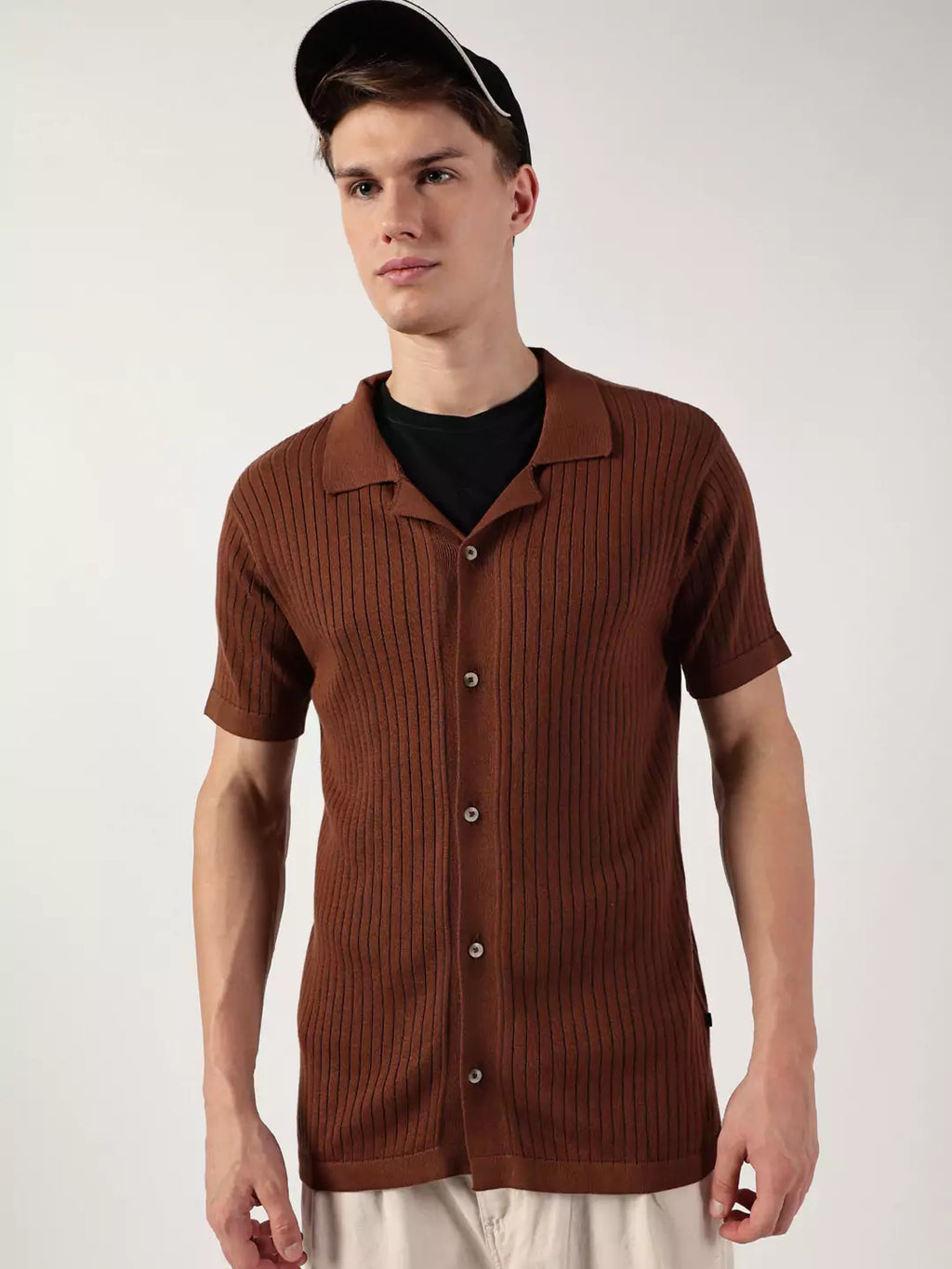 Thomas Scott Men Premium Cuban Collar Solid Cotton Casual Shirt