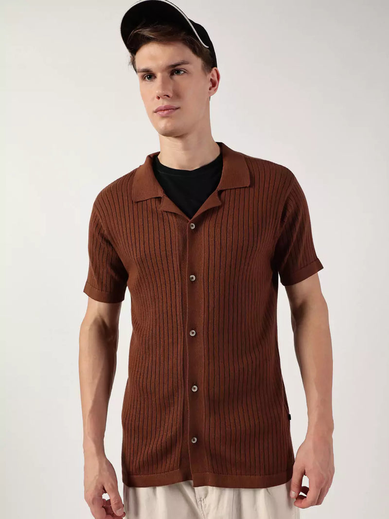 Thomas Scott Men Premium Cuban Collar Solid Cotton Casual Shirt