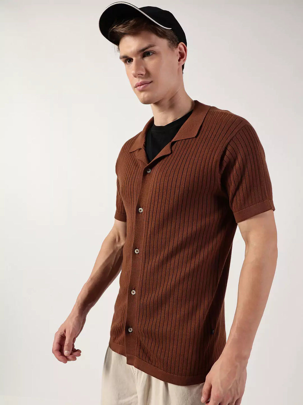 Thomas Scott Men Premium Cuban Collar Solid Cotton Casual Shirt